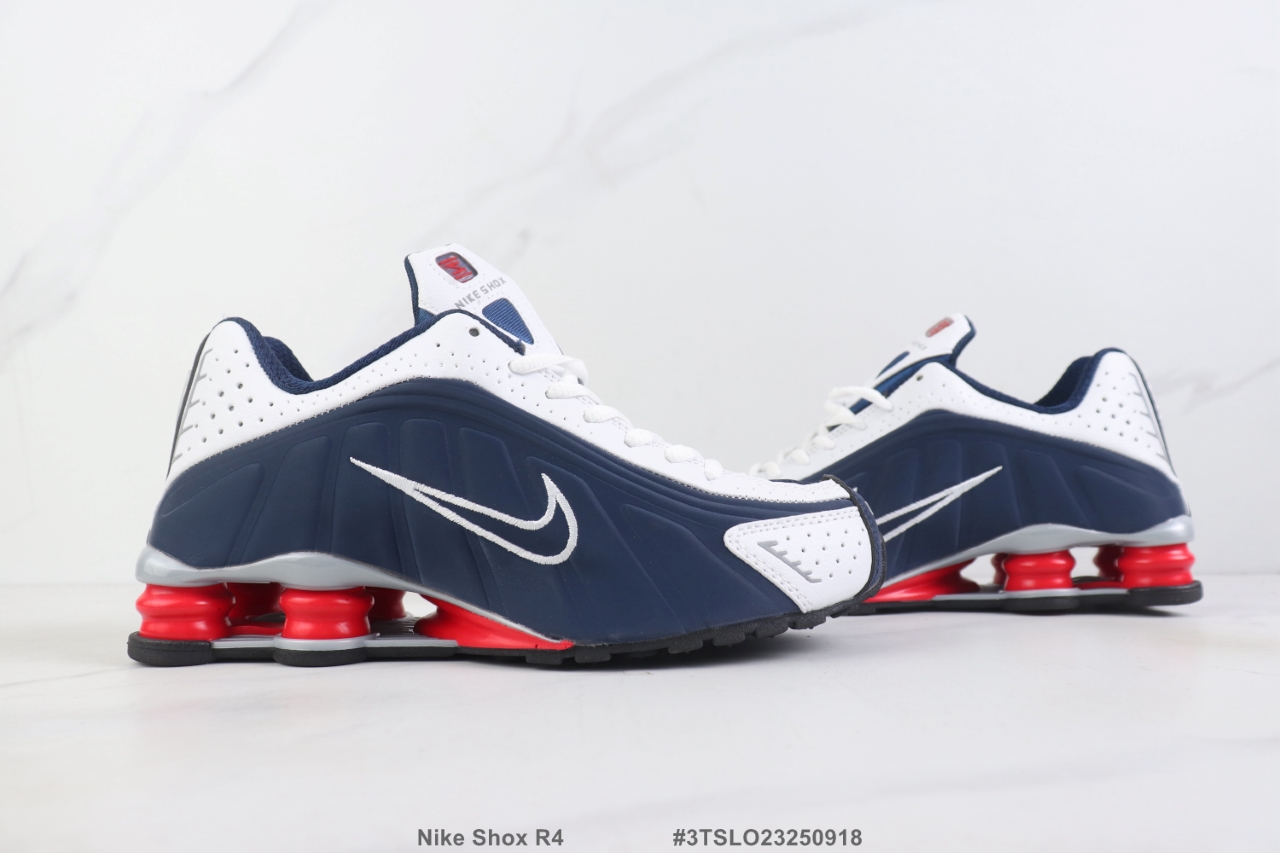 Nike Shox R4 White/Midnight Navy-Red