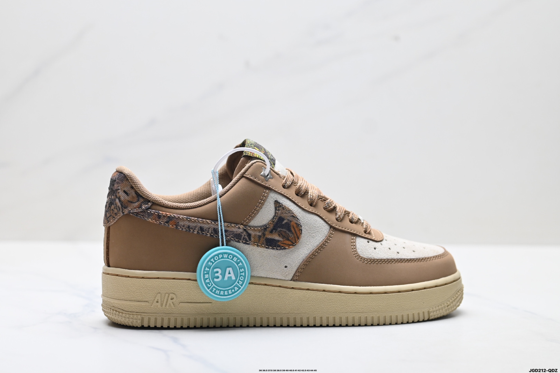 Nike Air Force 1 Low Tan/Patterned Swoosh