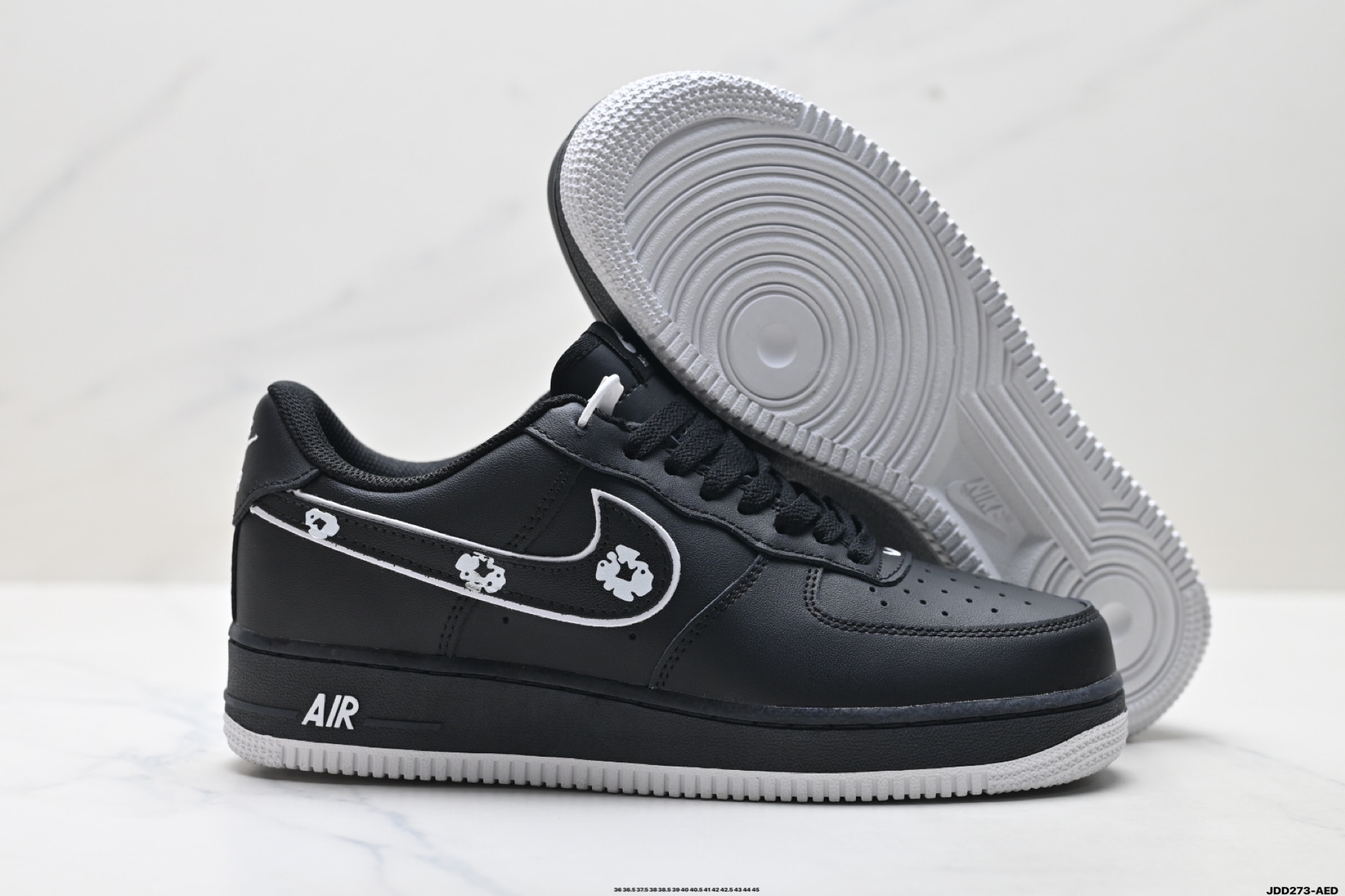Nike Air Force 1 Low Black/White Floral Outline