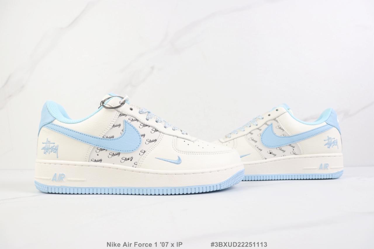 Nike Air Air Force 1 '07 x Stüssy IP Custom - Light Blue