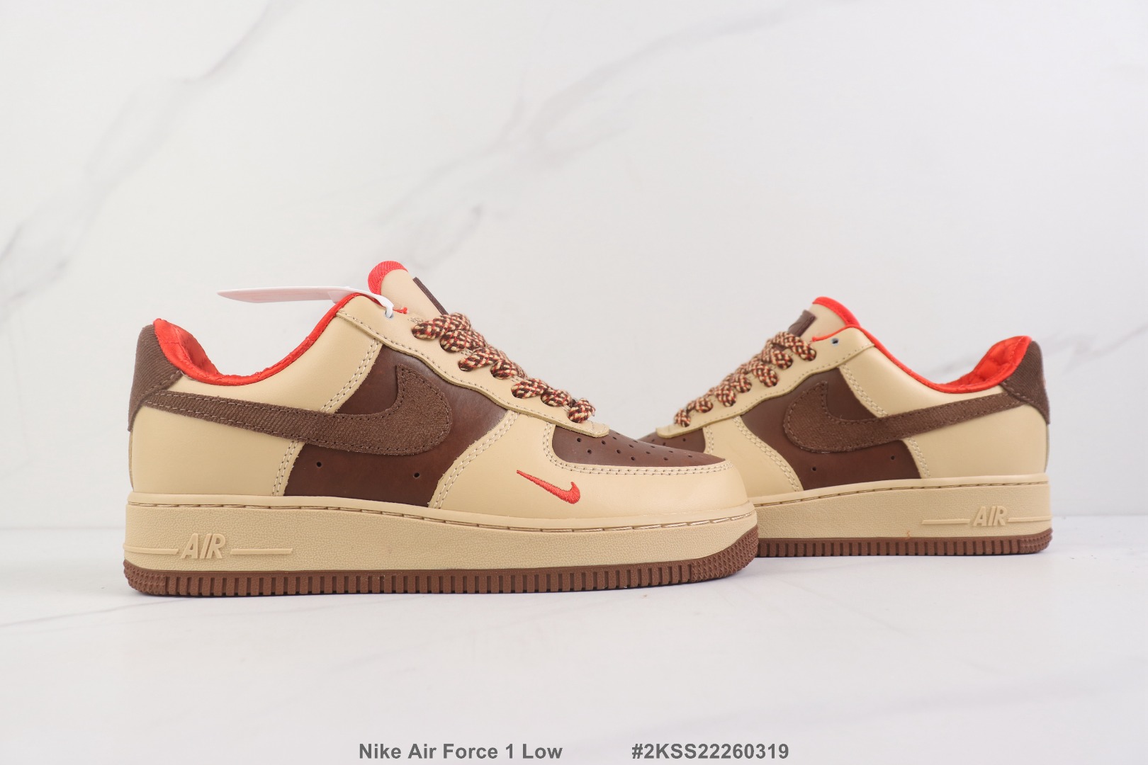 Nike Air Force 1 Low Sand & Chocolate Red