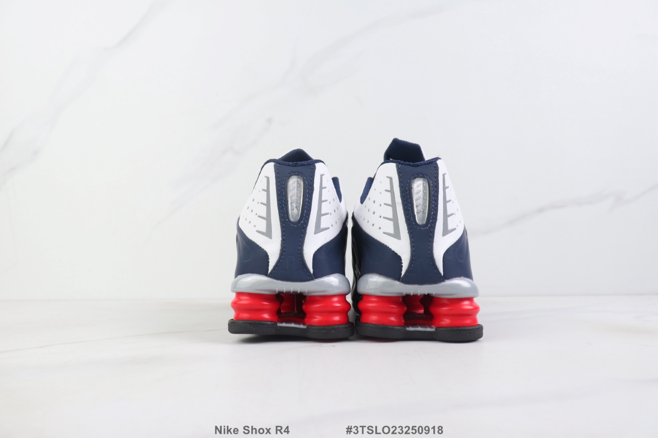Nike Shox R4 White/Midnight Navy-Red