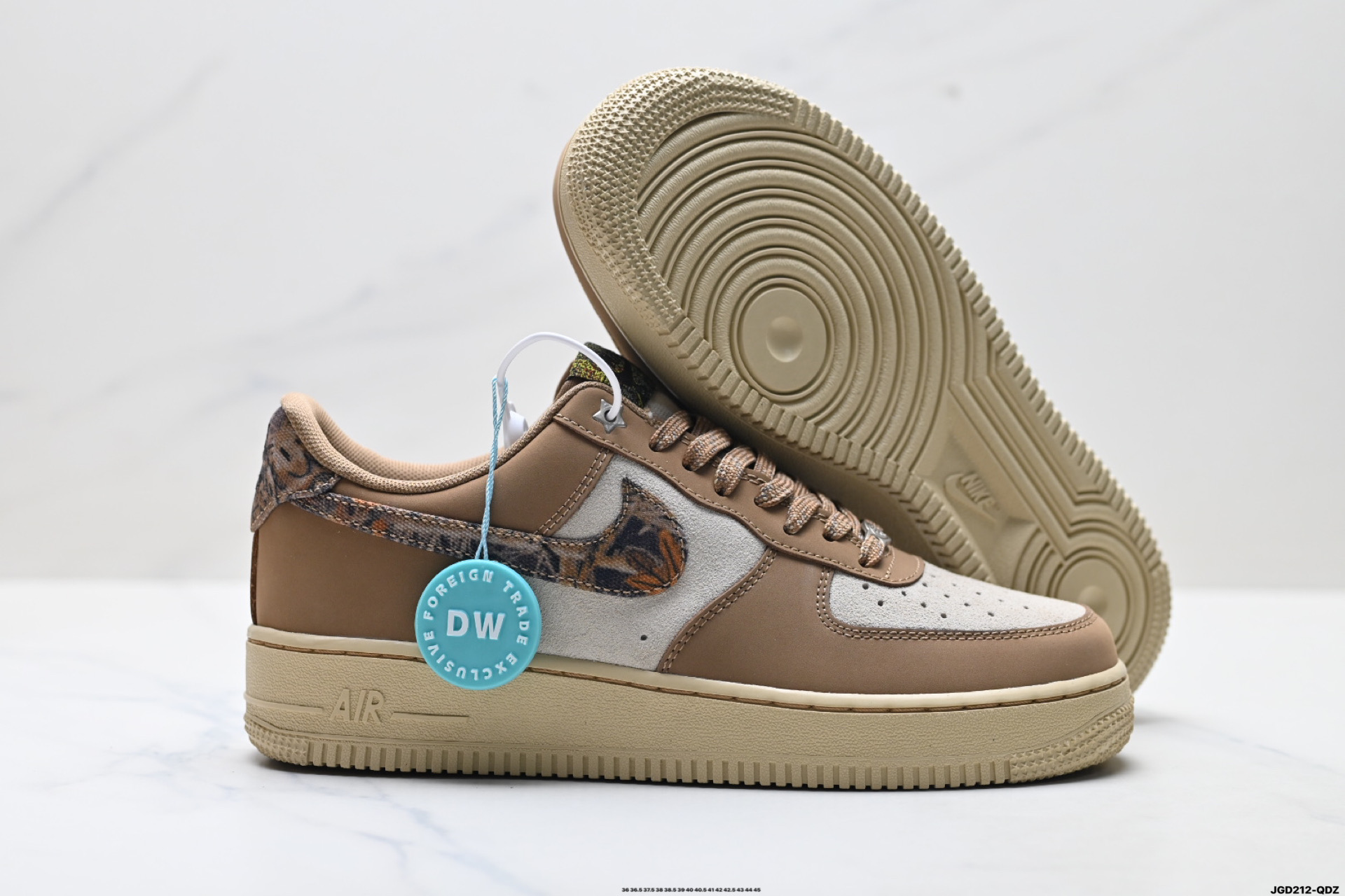 Nike Air Force 1 Low Tan/Patterned Swoosh
