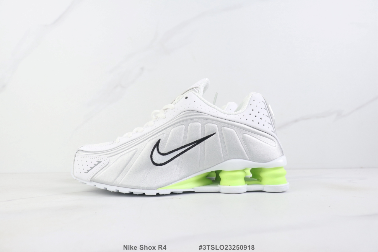 Nike Shox R4 White/Metallic Silver-Volt