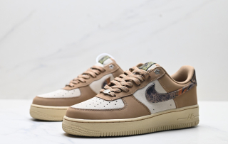 Nike Air Force 1 Low Tan/Patterned Swoosh
